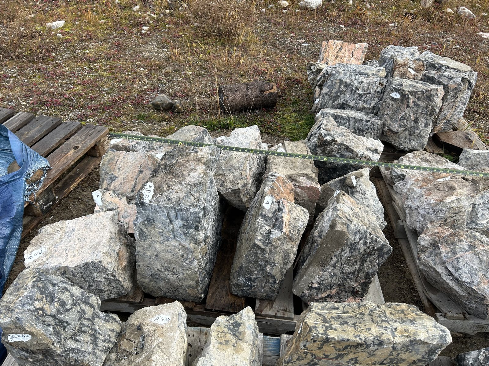 Pallet of limestone blocks
