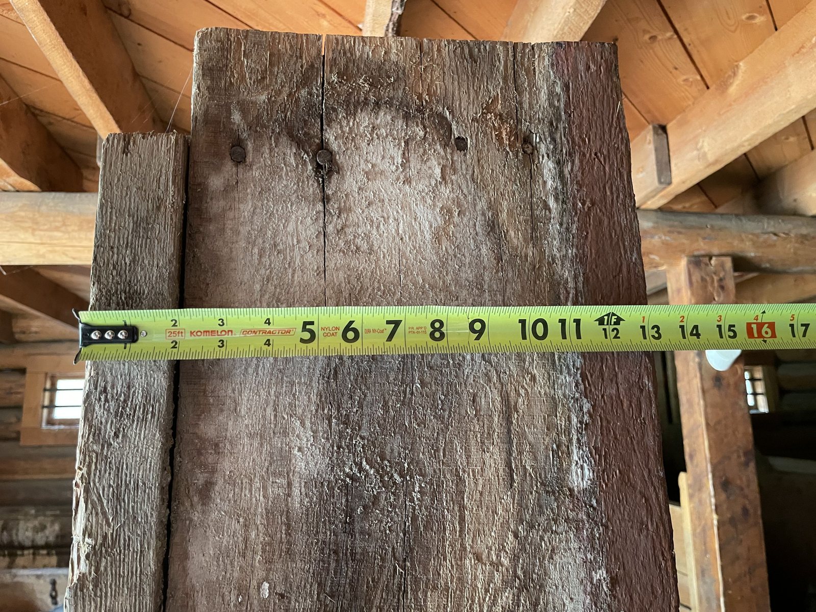 Window frame with tape measure