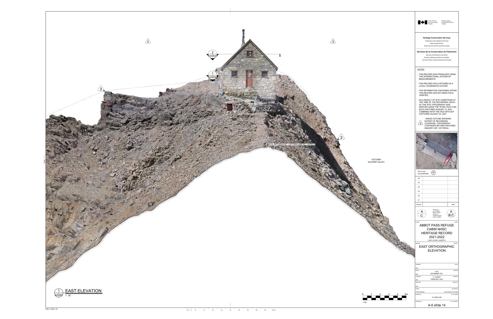 Measured east elevation drawing