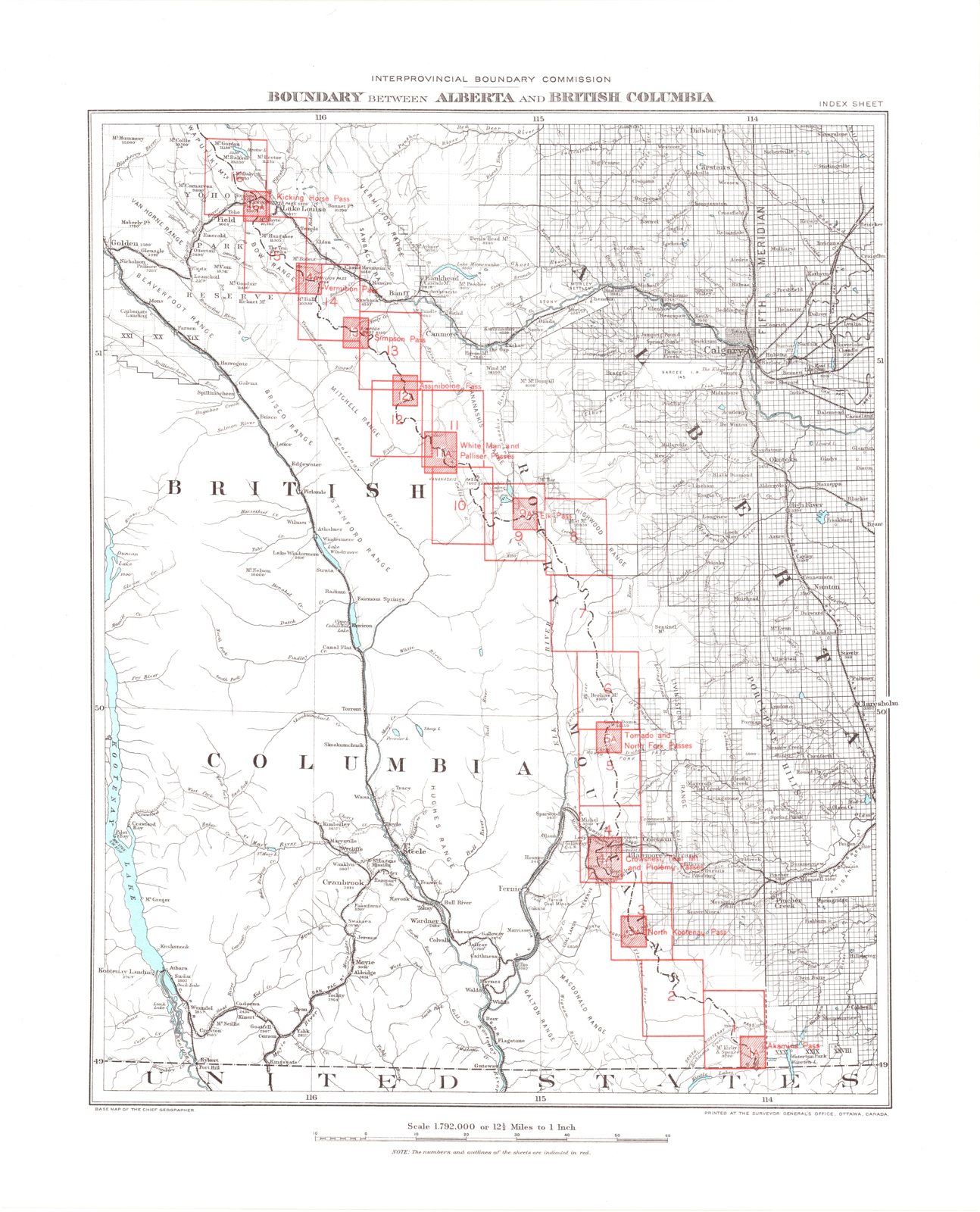 Index sheet of the boundary atlas