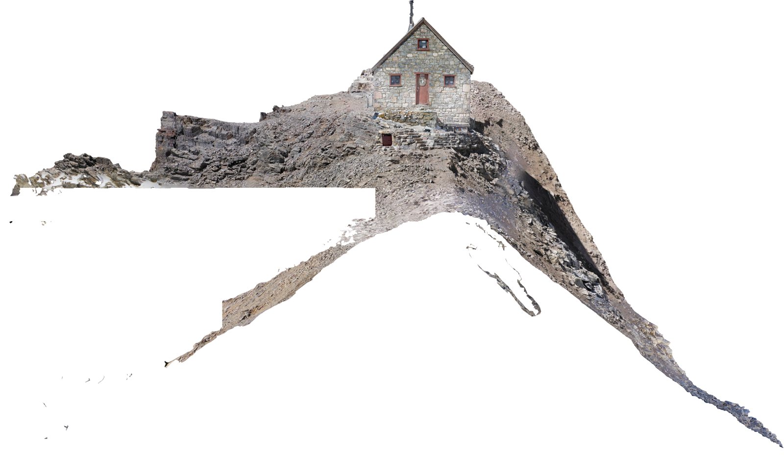 East aspect of the hut on its ridge
