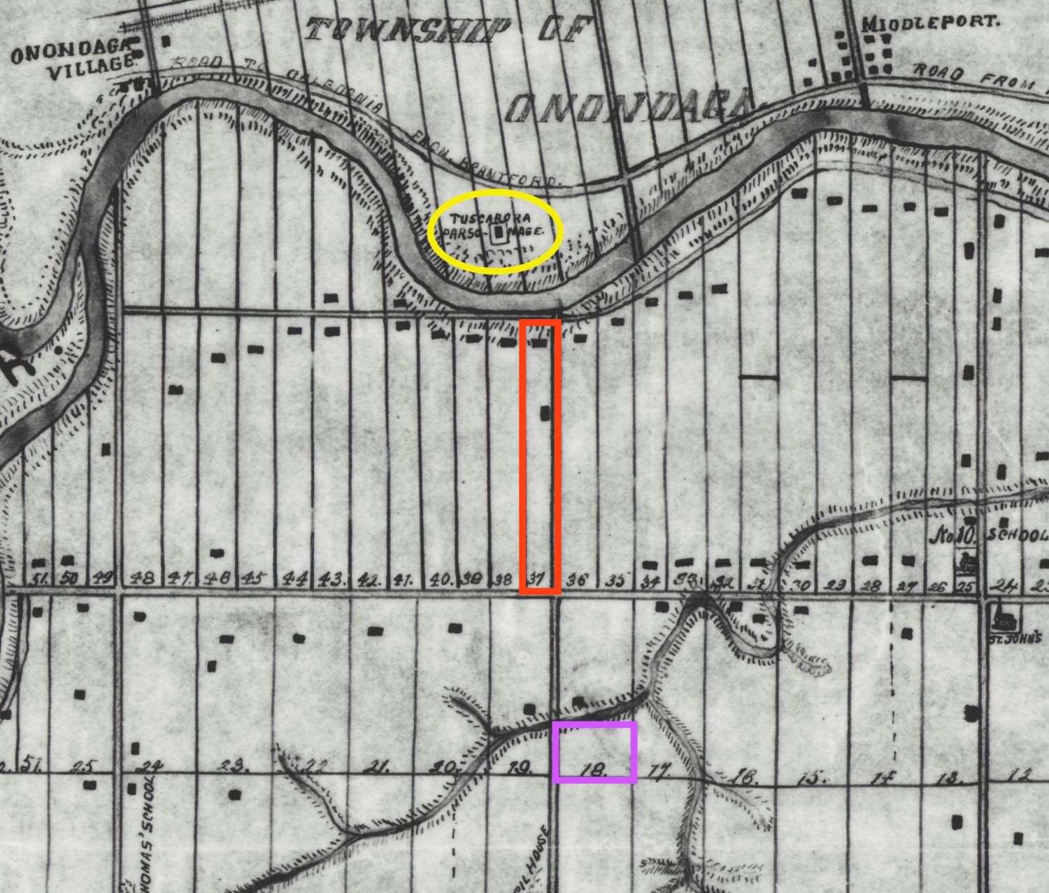 1895 map of Tuscarora Township, Six Nations Reserve