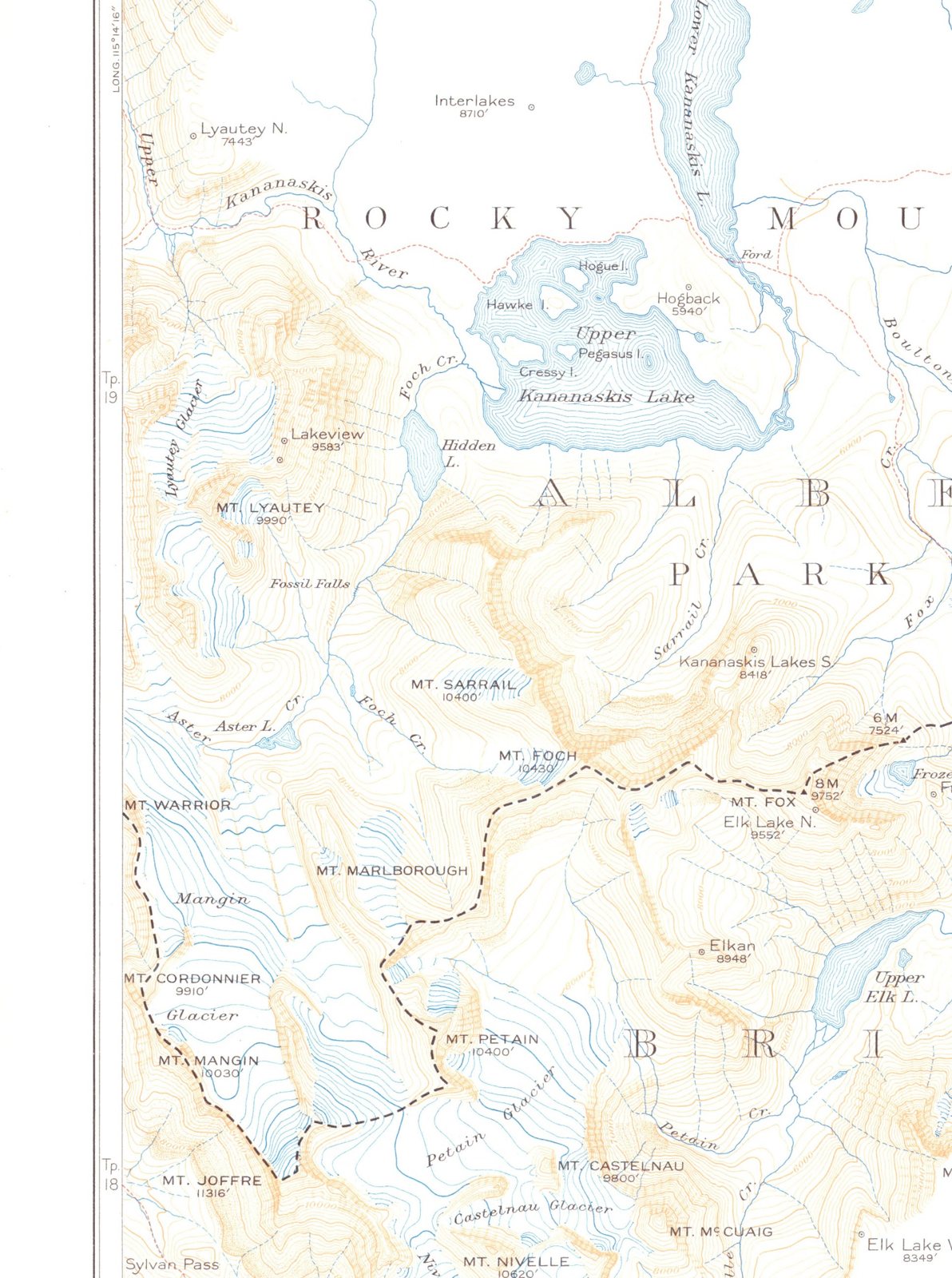 Atlas detail: Kananaskis Lakes and the French Military Group